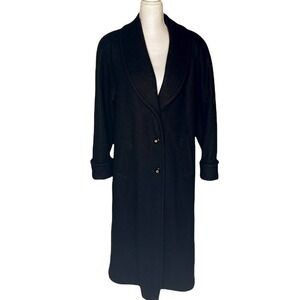 Jofeld SZ 10 Wool Long Wool Trench Coat Black single Breasted Women Tweed Black